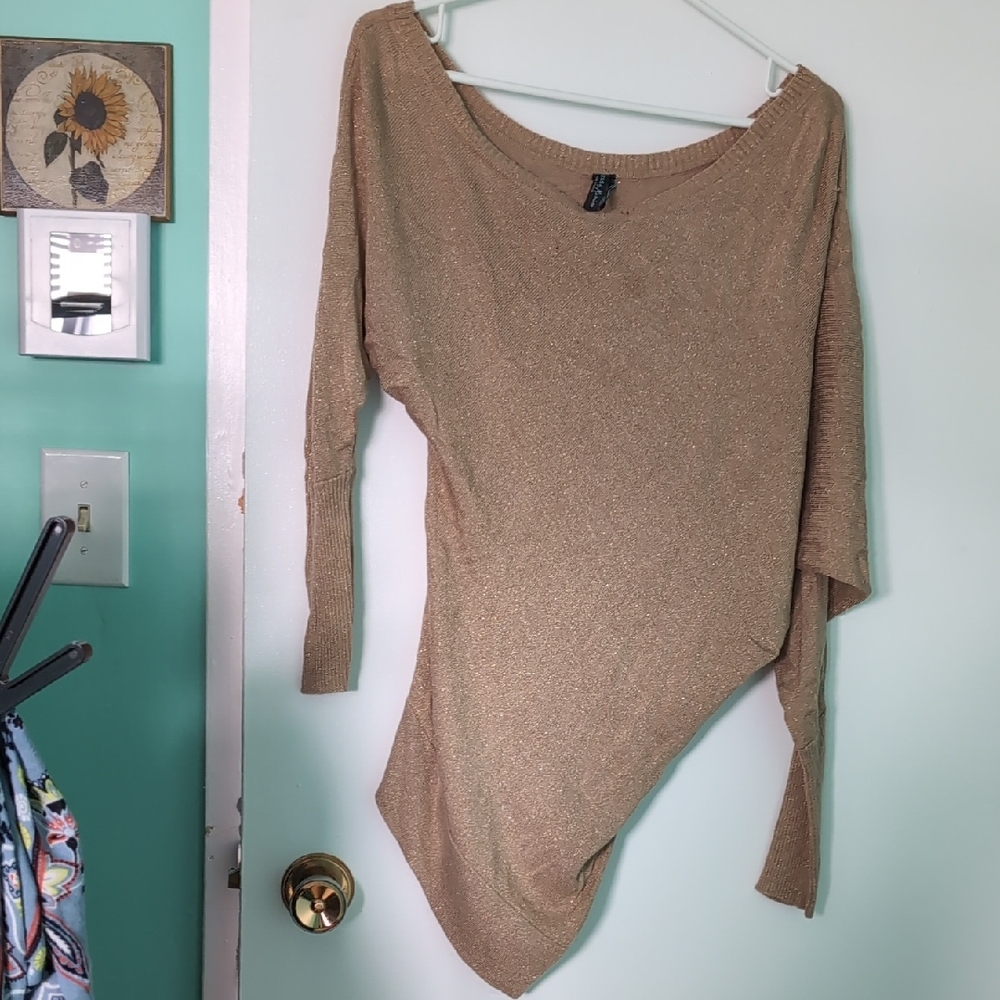 Guess By Marciano Golden Long Sleeve Unique Top S